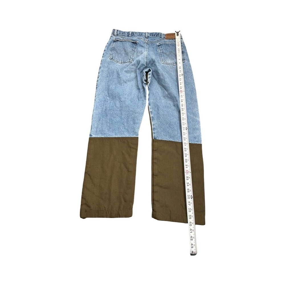 Wrangler Jeans Mens 32x30 Blue Brown Pro Gear Hunting Brush Guard Straight Leg - Picture 8 of 12